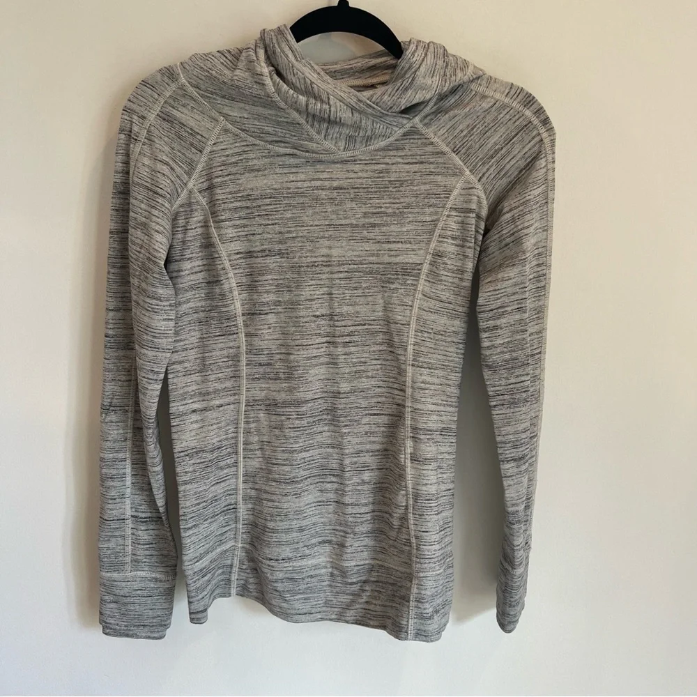 Lululemon Think Fast Hoodie Space Dye Camo White Gray Multi / Silver Spoon | 4